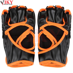 Bon Fournisseur Nouvelle Arrivée Gants d'Entraînement MMA à Imprimé Flamme Noir et Orange Équipements de Grappling et de Sparring pour Arts Martiaux - Product Image 2
