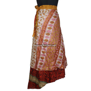 Rajasthani Indian Women Wear Art Silk Rapron <b>Skirt</b> <b>Boho</b> Stylish Multi Color Summer Wear Comfortable Fashion Hippie Style - Product Image 6
