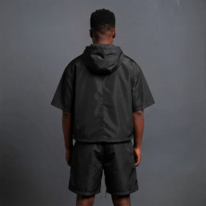 Ensemble coupe-vent personnalisé avec logo, 2 pièces, veste et short, ensemble de survêtement, doublure en mesh, 100% nylon, coupe-vent pour homme - Product Image 6