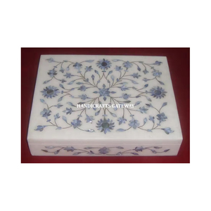 Natural Design And Pure <b>White</b> Marble Inlaid <b>Boxes</b> Best Design Handmade And Polished In Rectangle Shape For Storage Box Purpose - Product Image 2