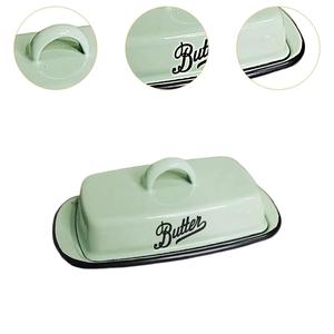 Pot à beurre de style vintage avec couvercle à poignée arquée, étiquette de beurre imprimée, plateau de service rectangulaire, élégant récipient à beurre pour la cuisine - Product Image 4