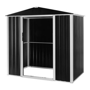 Casetta da Giardino in Metallo Nero 6 X 4 FT con Doppie Porte Scorrevoli per Cortile e Patio - Product Image 3