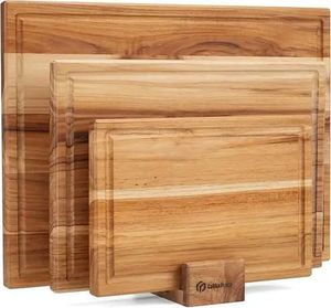 Tabla de cortar de madera duradera para cocina, para cortar verduras, frutas, carne, pan, queso, superficie de madera natural, tabla gruesa y resistente - Product Image 4