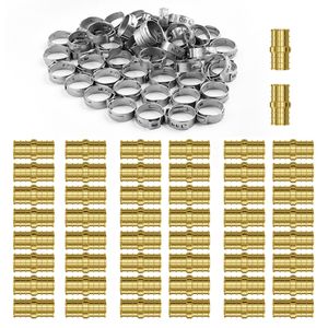 50 Pezzi Raccordi a Morsetto in Ottone 1/2" Connettori Diritti Resistenti per Tubi dell'Aria in Ottone - Product Image 1
