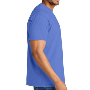 T-shirt pour homme bleu à manches courtes, col rond, coupe classique, couleur unie, jersey décontracté en coton, avec poche - Product Image 6