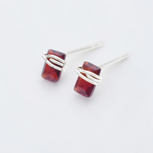 Elevated Minimalist Garnet <b>Stud</b> Earrings Brass Gemstone Silver Finish Ear <b>Studs</b> Wholesale 2026 Handmade Wearable Art - Product Image 2