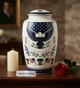 Urne funéraire américaine pour cendres humaines, en métal, grande urne commémorative patriotique décorative pour adultes, vente en gros - Product Image 1