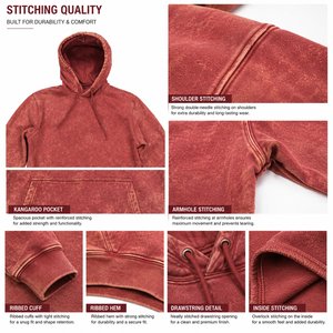 Men's <b>Red</b> Washed Fleece Hoodie Regular Fit Casual Hooded Sweatshirt Solid Color Pocket Design Breathable Street Wear <b>Hoodies</b> - Product Image 6
