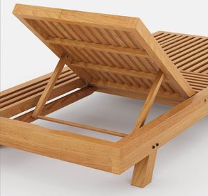 Chaise longue en teck d'extérieur, chaise longue à lattes, chaise longue moderne pour patio, pour hôtel, villa, cour - Product Image 3