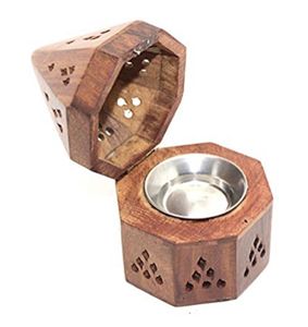 Brûleur d'encens en bois et laiton de style arabe pour la décoration de l'Aïd et du Ramadan, design moderne, diffuseur d'aromathérapie Bakhoor, articles cadeaux - Product Image 4