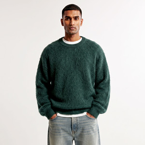Pull en mohair pour homme, 100% laine acrylique, col rond, pull uni pour l'hiver, anti-boulochage, manches longues, pull pour homme - Product Image 1