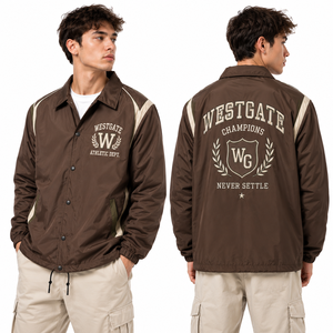 Custom Embroidered Coaches <b>Jacket</b> College Crest Design <b>Lightweight</b> Nylon Wholesale OEM Teamwear Streetwear Uniform Campus School - Product Image 3