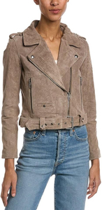 Women's Brown Genuine Leather Moto Jacket Full Sleeve Stand Collar Zipper Closure Autumn Style - Product Image 5