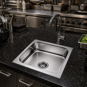 Stainless Steel Undermount 304 Grade Single Bowl <b>Kitchen</b> <b>Sink</b> Brushed Finish Square Minimalist - Product Image 6