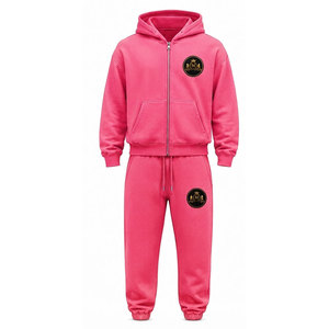 Ensemble de survêtement jaune à capuche 100% coton avec fermeture éclair intégrale, poche avant et patch brodé appliqué 480 g/m² - Product Image 4