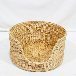 Natural Water Hyacinth Woven Oval Modern Pet Bed with Soft Cushion Eco-Friendly Breathable Cat Dog <b>Basket</b> - Product Image 6