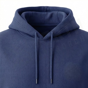 Survêtement à capuche bleu marine pour homme, manches longues, couleur unie, tenue décontractée avec cordon de serrage et poches latérales - Product Image 4