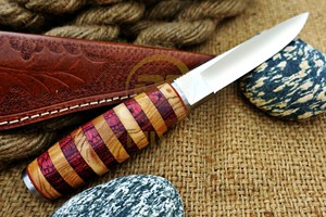 Couteau de chasse à lame fixe en acier carbone fait main de qualité supérieure, manche en bois, étui en cuir, couteau de camping en plein air, OEM/ODM, logo personnalisé DIY - Product Image 2