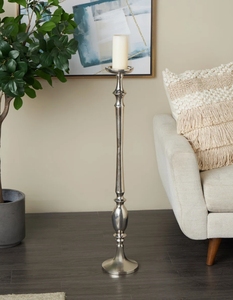 Wholesale <b>Tall</b> Polished Silver Metal Pillar Candle Holder Classic Turned Spindle <b>Candlestick</b> Stand Wedding Table Centerpiece Dec - Product Image 1