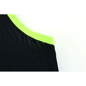 Men's Lightweight Black Mesh Tank <b>Top</b> with <b>Neon</b> Green Trim Breathable Sporty Knitted V-Neck Hollow Out Design - Product Image 3