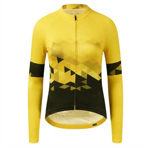 Maillot de cyclisme à manches longues géométrique pour femme, fermeture éclair intégrale, respirant, prix de gros, design personnalisé - Product Image 6