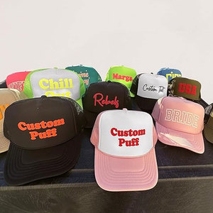 Casquette Trucker en Maille à Impression Gonflée Personnalisée, 6 Panneaux, Réglable, Unisexe, Décontractée, Rose et Blanc, Idéale Printemps-Été - Product Image 5
