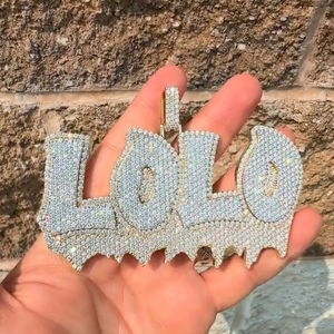 Collar con Letra LOL Iced Out, Joyería Hip Hop con Moissanita, Acabado en Oro, Collar con Nombre Personalizado con Diamantes, Estilo Rap de Lujo - Product Image 4