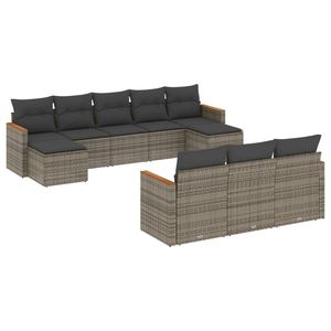 Conjunto de Sofás de Jardín de Ratán PE Gris y Acero con Recubrimiento en Polvo, Colección de Muebles Elegantes para Exteriores - Product Image 2