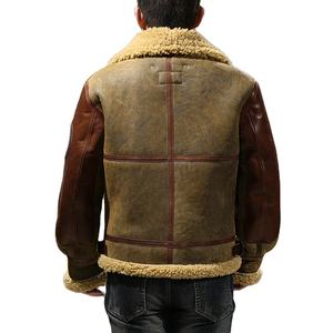 Chaqueta de Cuero Genuino para Hombre, Estilo Aviador, con Forro de Piel, Talla Grande, Color Marrón, para Invierno, Venta al Por Mayor OEM de Alta Calidad - Product Image 4