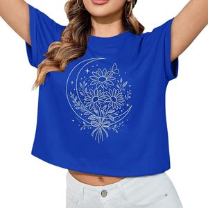 Camiseta Mandala Celestial Índigo Personalizada al por Mayor, Transpirable, de Algodón Peinado, Manga Corta, Casual, de Verano, Estilo Cropped - Product Image 3