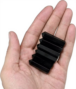 Escultura Rectangular de Obsidiana Negra Pulida de Primera Calidad, Artículo Coleccionable de Piedra Duradera, Gema para Manualidades, Ideal para Creación de Rejillas de Cristales - Product Image 1