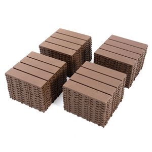 44-Pack 12 "x 12" piastrelle del ponte del Patio marrone Design impermeabile in plastica ad incastro per uso esterno per tutte le condizioni atmosferiche per Decking a bordo piscina - Product Image 4