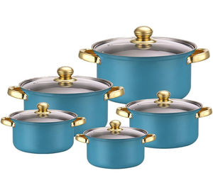 Ensemble de 5 casseroles classiques en aluminium de haute qualité, ensemble de poêles à frire, ustensiles de cuisine, résistants au four et au lave-vaisselle - Product Image 1