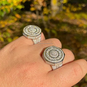 Lab Grown Diamond Hexagon Spiral Statement <b>Ring</b> for Men White <b>Gold</b> Luxury Hip Hop Geometric Designer <b>Cocktail</b> <b>Ring</b> - Product Image 1