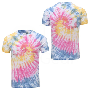 Men's <b>tie</b>-dye t-shirt O-neck casual shirt Rainbow pattern regular fit Short sleeve <b>knitted</b> top - Product Image 4