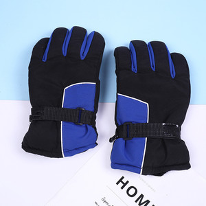 Guantes de esquí de dedo completo, negros, de poliéster, con aislamiento térmico, cierre de gancho y bucle, unisex, para esquí de invierno - Product Image 3