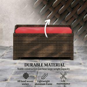 Sgabello Contenitore Rosso da Esterno con Piattaforma, Seduta Mobile Comoda per Uso Interno/Esterno - Product Image 3