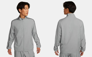 Survêtement unisexe gris à manches longues avec fermeture éclair, col montant, sportif, respirant, coupe-vent, écologique, léger, avec ourlet fendu sur le côté - Product Image 5