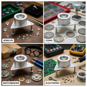 Loupe à bijoux à triple lentille 10X avec trépied pliable, loupe portative mains libres, outil professionnel pour la classification des pierres précieuses et des pièces de monnaie - Product Image 6