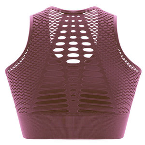 Women Sports Bra Racerback <b>Mesh</b> Hollow Out Back Breathable Yoga <b>Top</b> High Support Seamless Solid Color <b>Plus</b> <b>Size</b> Quick Dry - Product Image 4