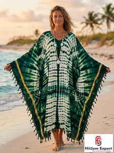 Vestido Kaftan Estampado Personalizado para Mujer, Corte Holgado, Ligero y Cómodo, Ropa de Playa Elegante de Verano, Fabricación Personalizada OEM ODM - Product Image 5