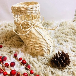 Botte de Noël en rotin faite à la main, ornement de Noël en osier naturel, chaussure de Noël pour décoration d'arbre, décoration de fête de fin d'année - Product Image 4