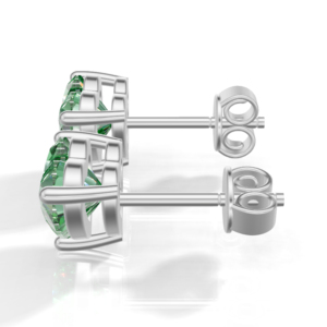 Heerani Jewels Emerald 925 Sterling <b>Silver</b> IGI Certified Trendy <b>Heart</b> Shape Stud Claw Setting <b>Silver</b> Plated Unisex <b>Earrings</b> - Product Image 3