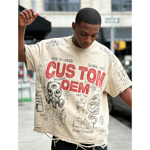 Camiseta de Hombre Estilo Urbano, Holgada, Vintage, con Estampado Digital Desgastado, 100% Algodón, OEM, Personalizada - Product Image 3