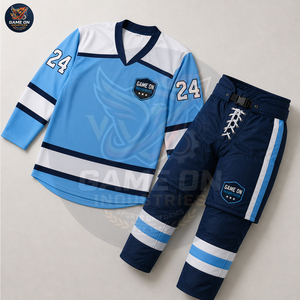Sublimated Team Uniform Breathable Moisture Wicking Athletic Sportswear Factory Direct Custom Ice Hockey Jersey and Padded Pants - Product Image 2