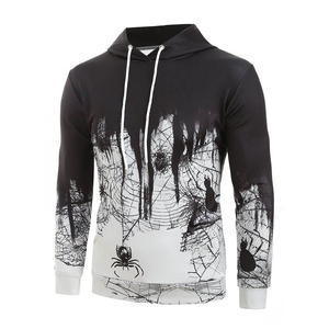 Sweat-shirt à capuche pour homme, imprimé toile d'araignée, coupe ajustée, pull décontracté, vêtement d'automne, 100% polyester, tricoté, manches longues - Product Image 4