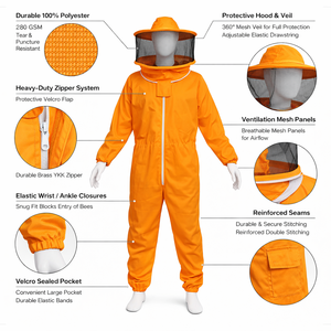 Traje de Apicultor Profesional de Algodón, Reflectante y Anticorte, Transpirable, de Corte Holgado, Ropa de Trabajo de Seguridad para Apicultores, para Hombres y Mujeres - Product Image 3