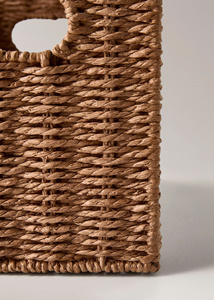 Cesto de Almacenamiento Rectangular de Ratán con Asas |   Cesta Organizadora de Mimbre Tejida a Mano para Juguetes y Ropa en el Armario - Product Image 6