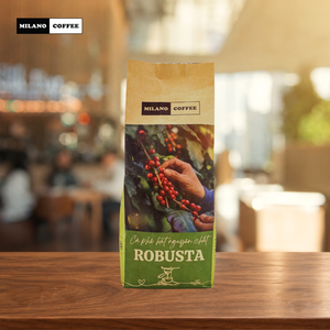 Sacs de grains de café Robusta torréfiés léger OEM, emballage de 250g |   Café Lam Dong Grade Full City+ Origine Milano Fabriqué au Vietnam - Product Image 1