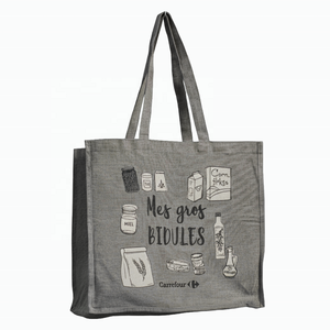 Eco Friendly Recyclable Biodegradable Cotton <b>Canvas</b> Shopping Bag 17x15x8 Inch Reusable Laminated Grocery Tote Strong Handles LMC - Product Image 1